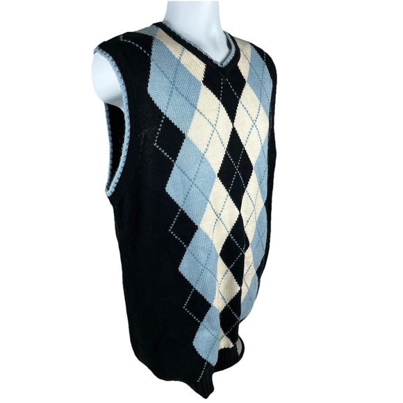 Dtek Jeans Vintage Y2K Argyle Sweater Vest Men's XL - Picture 5 of 6